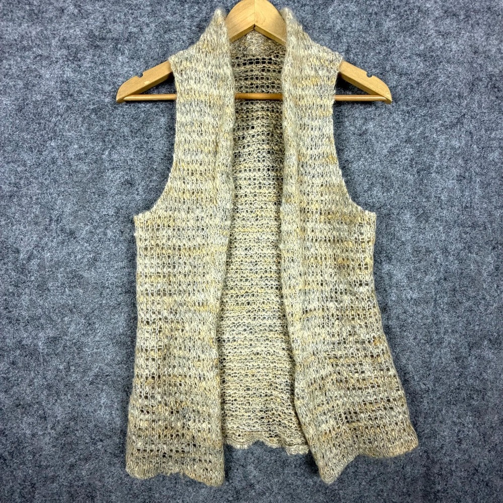 Vintage Betman At Diamonds 24 Sweater Vest Womens Small Beige Open Front‎ Hippie